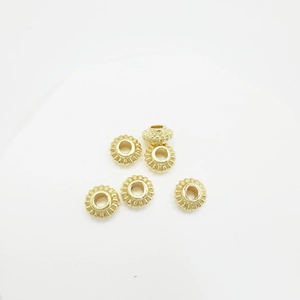 Set of 6 circular 18k gold plated lantern gear spacers for DIY jewelry making