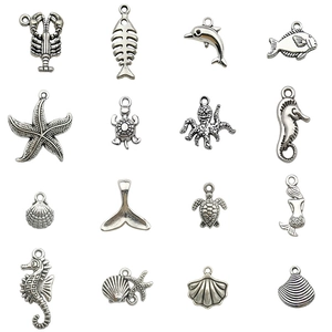Ciondoli Tema Oceano Argento Antico Lega Di Zinco Charms Creature Marine Per Produzione Gioielli DIY Accessori Bracciale Collana