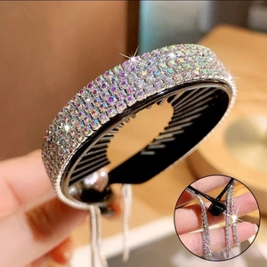 Sparkling crystal tassel flower bun clip with colorful rhinestones for elegant hairstyles
