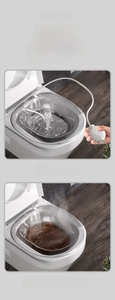 Close-up of a clear sitz bath basin with manual pump flusher for postpartum perineal care