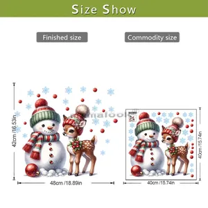 Tableau des tailles pour stickers de Noël bonhomme de neige et élan avec dimensions détaillées