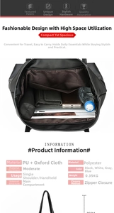 Detail view showing large interior capacity of this Oxford cloth tote bag for daily essentials