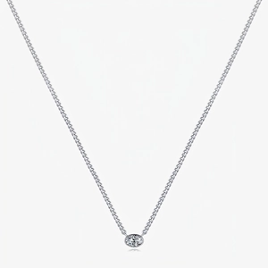 Oval Cut Zircon Pendant Necklace 925 Sterling Silver Minimalist Elegant Jewelry Gift For Women Dainty Cuban Chain