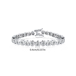 French Romantic Heart Tennis Bracelet Gold Plated Copper Heart Cut Zirconia Link Chain Bracelet For Women Elegant Jewelry Gift