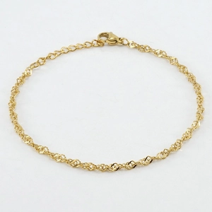 18K gold plated stainless steel water wave chain necklace with secure lobster clasp