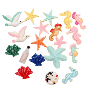 DIY colorful resin ocean accessories kit featuring starfish seahorses and shells