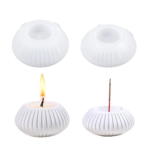 Moule en silicone rond à texture citrouille pour bougies parfumées et porte-encens DIY
