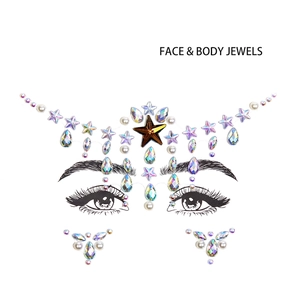 Detailed view of iridescent AB rhinestones for face and body jewels with eye line art