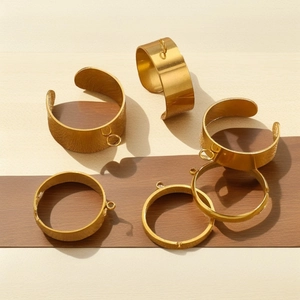 Golden stainless steel ring blanks and bangles with loop for DIY jewelry making