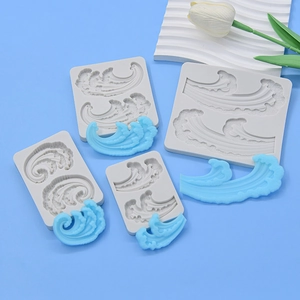 Lot de moules en silicone en forme de vagues pour décoration de gâteaux et résine