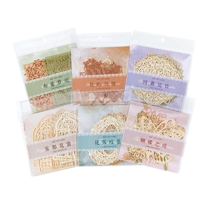 Lace-themed cutout paper set for journaling decoration with 6 vintage floral styles