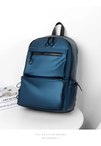 Zaino business minimalista blu scuro impermeabile con ampie tasche portaoggetti