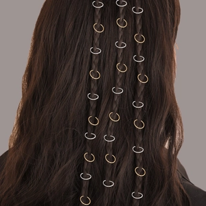 Textured Alloy Braid Rings Hair Decoration Circular Metal Buckles For Dreadlock Braids Styling Accessories Minimalist Women