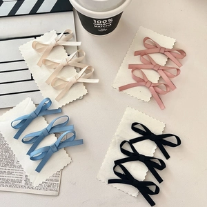 Elegant Satin Ribbon Bow Hair Clips Fairy Sweet Duckbill Side Clips For Women And Girls Styling Accessories