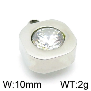 Macro detail of square stainless steel birthstone pendant with 10mm width and 2g weight