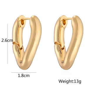 Polished 18K gold-plated irregular geometric teardrop hoop earrings for women 2.6cm