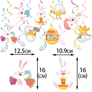 Easter spiral hanging decorations set with bunny and chick designs and size dimensions