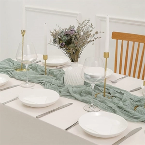 Elegant green pleated voile table runner for luxury wedding and party dining decor