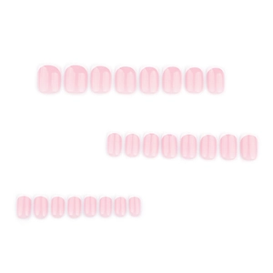 Kurze quadratische rosa Kunstnägel mit weißen French Tips, 24-teiliges Set
