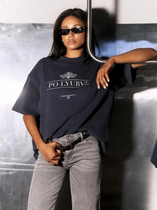 Women 100 Cotton Short Sleeve T-Shirt Oversized Crew Neck Letter Print Casual Street Style Top