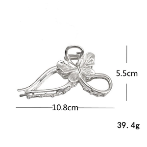 Large silver metal butterfly hair claw clip with 10.8cm hollow design and elegant finish