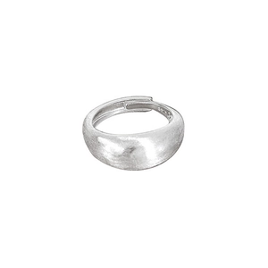 Minimalist S925 sterling silver brushed ring with wide matte band and adjustable open design