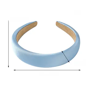 Light blue padded satin headband detail with 3cm width and non-slip inner lining