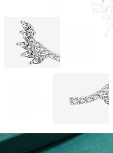 Detailed view of leaf-shaped S925 sterling silver earring with 5A grade hand-set zircon