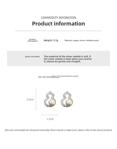 Detailed view of zircon gourd earrings with pearls, copper base, and silver pins