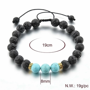 Bracelet de yoga fait main en pierre de lave 8mm avec perles turquoise bleu et spacers dorés