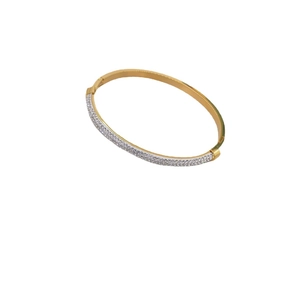 Elegant gold titanium steel bracelet featuring a semi-circle of sparkling white crystals
