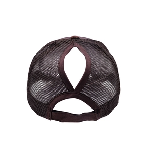 Dark brown mesh glitter baseball cap with a ponytail hole design for women outdoors
