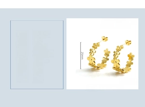 Detailed dimensions of 18k gold plated stainless steel daisy hoop earrings for women