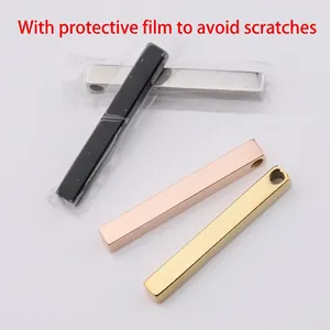Polished stainless steel rectangular pendant bars in black silver rose gold and gold