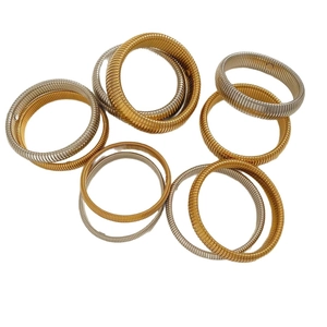 Golden and silver stainless steel flexible Tubogas spiral snake bone bracelets for women