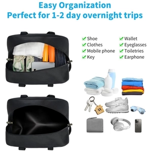 Compact 14-inch black fitness duffel bag for 1-2 day short trips and gym storage