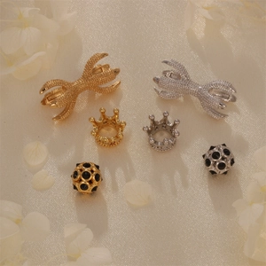 Crown Claw Sphere Beads Charms Copper Gold Rhodium Plated Zircon Inlaid DIY Jewelry Making Hip Hop Style