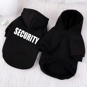 Detail view of black security printed dog hoodie with warm fleece lining for large dogs
