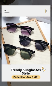 Three pairs of classic semi-rimless Clubmaster sunglasses with assorted color lenses