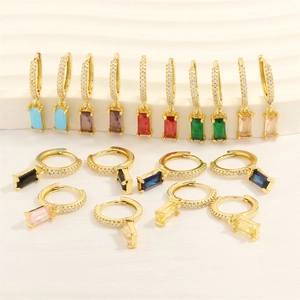 Orecchini placcati oro 18K con zirconi e pendenti rettangolari in vari colori vivaci