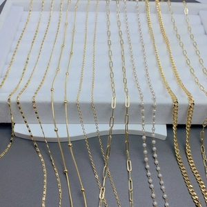 Various 18K gold plated necklace chains including Cuban, snake, and paperclip styles