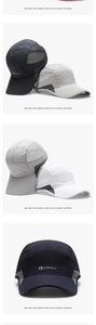Detail of breathable perforated mesh and quick-dry fabric on several baseball cap colors