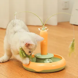 Gioco Elettrico Automatico Per Gatti Piuma Rotante Interattivo Sfera Con Campanello Plastica ABS Forma Carota Gatti Interno