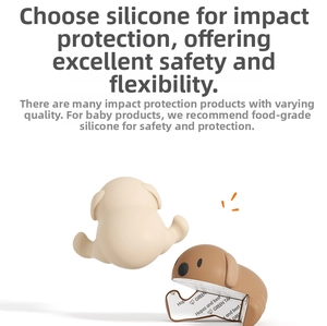 Dettaglio paraspigoli in silicone a forma di cane con adesivo per la sicurezza dei bambini