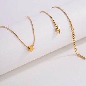 Minimalist 18k gold plated titanium steel snake chain necklace with star pendant