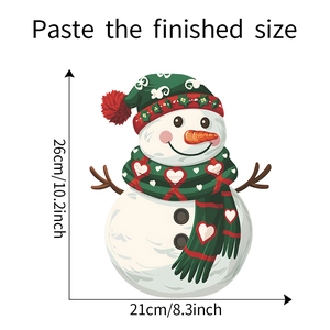 Detail showing the final size of Christmas snowman wall sticker 26cm by 21cm