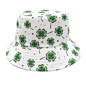 Wendbarer Fischerhut Polyester Kleeblatt Aufdruck Sonnenschutz Outdoor Retro Mode Für Herren Damen