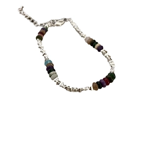 Fashionable layered heart pearl bracelet with colorful natural stones and silver beads
