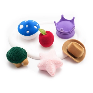 Variety set of colorful flocking velvet jewelry gift boxes in creative cartoon animal shapes