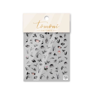 Chinese ink wash style nail art stickers with lotus and leaf patterns for manicure